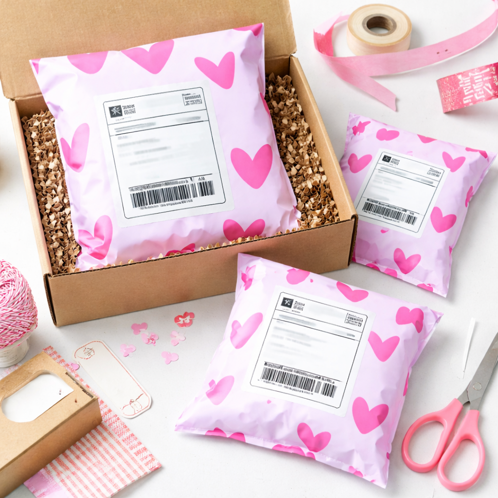 Pink Heart Variety Pack Poly Mailers - Set of 36/75/150