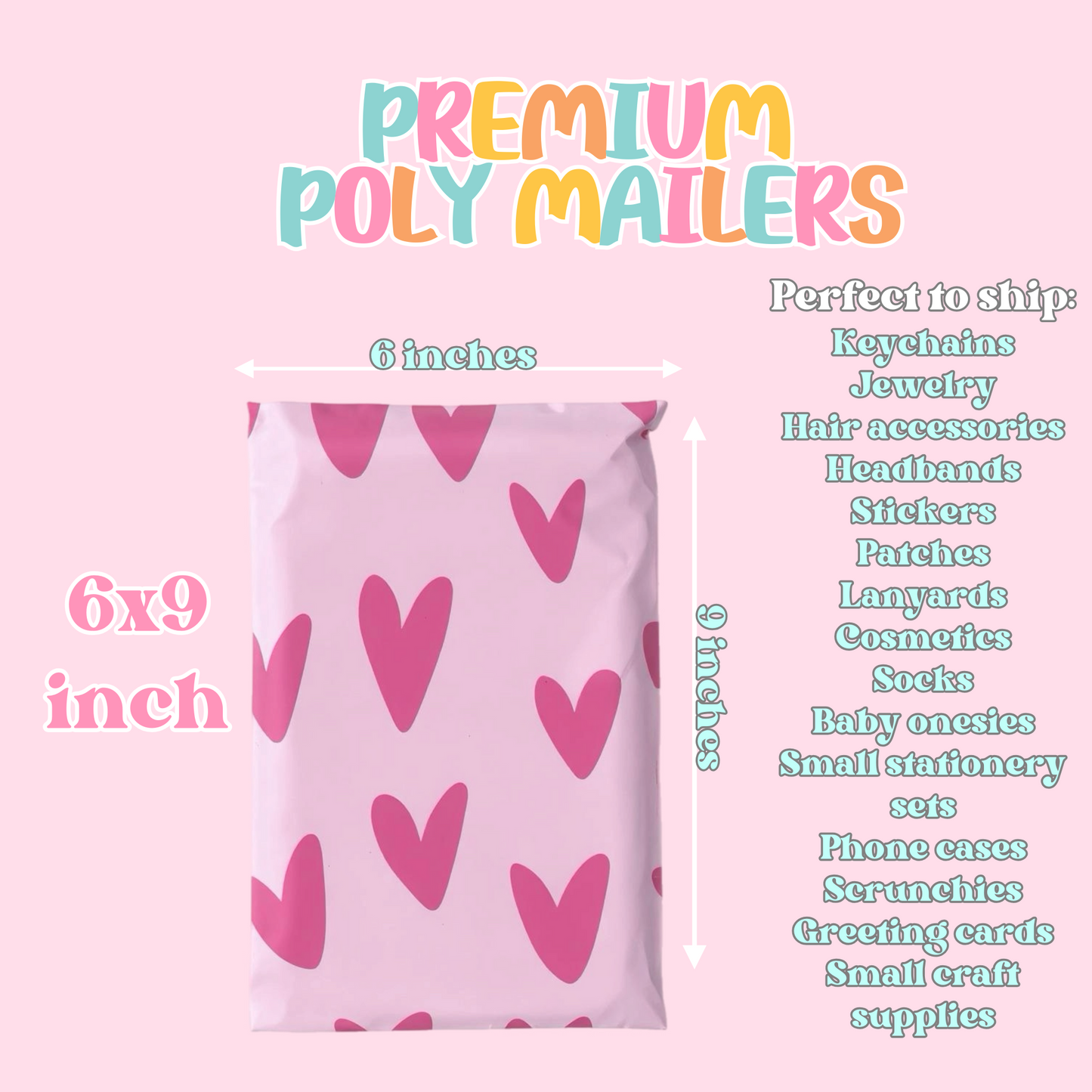Pink Heart Variety Pack Poly Mailers - Set of 36/75/150